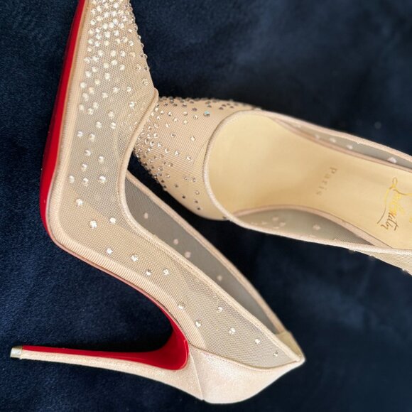Christian Louboutin Follies 100MM Mesh Strass Pumps - Picture 4 of 6